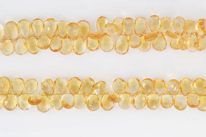 Yellow Citrine 11x7mm Faceted Pear Shaped Briolettes