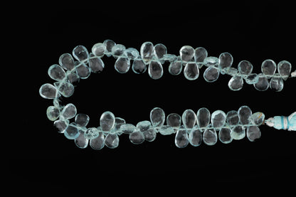 Blue Aquamarine 9x6mm Faceted Pear Shaped Briolettes