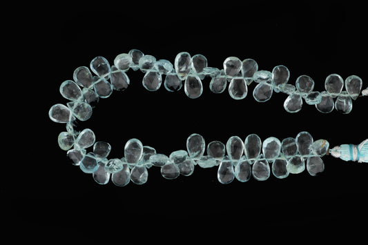 Blue Aquamarine 9x6mm Faceted Pear Shaped Briolettes