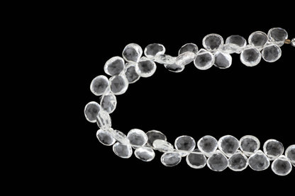 Clear Rock Crystal Quartz 9mm Faceted Heart Shaped Briolettes