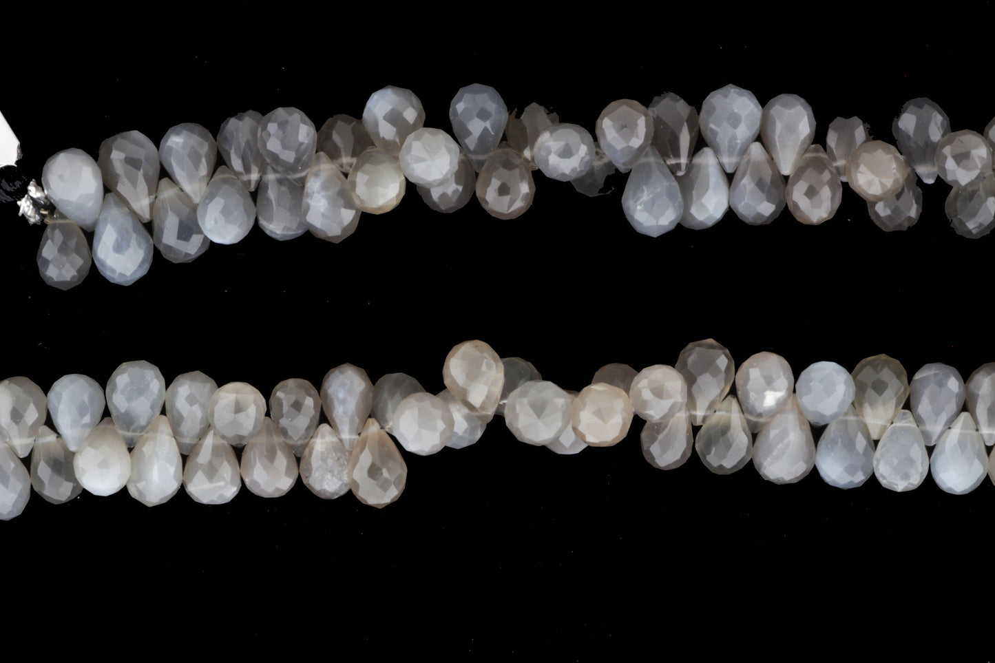 Gray Moonstone 10x7mm Faceted Teardrop Briolettes