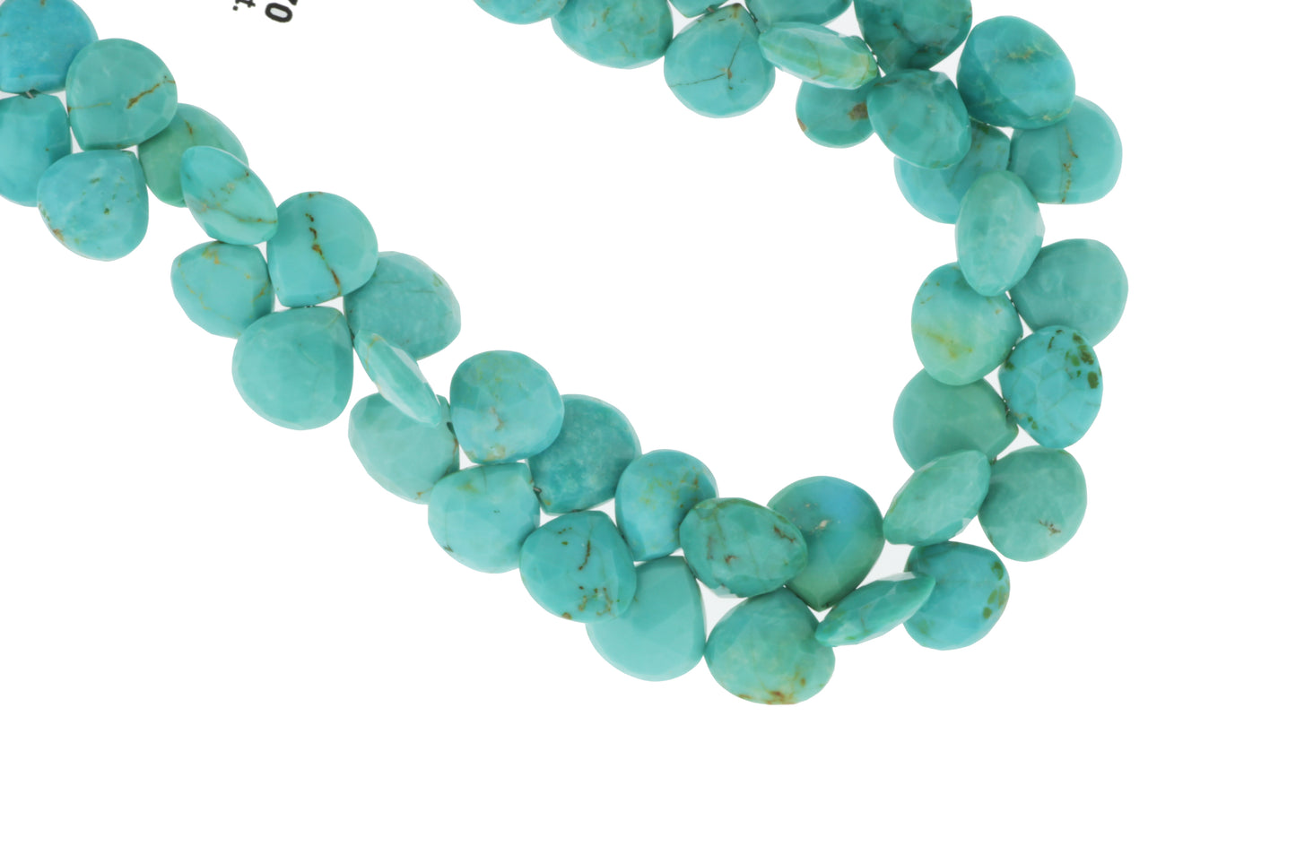 Natural Blue-Green Turquoise 12mm Faceted Heart Shaped Briolettes