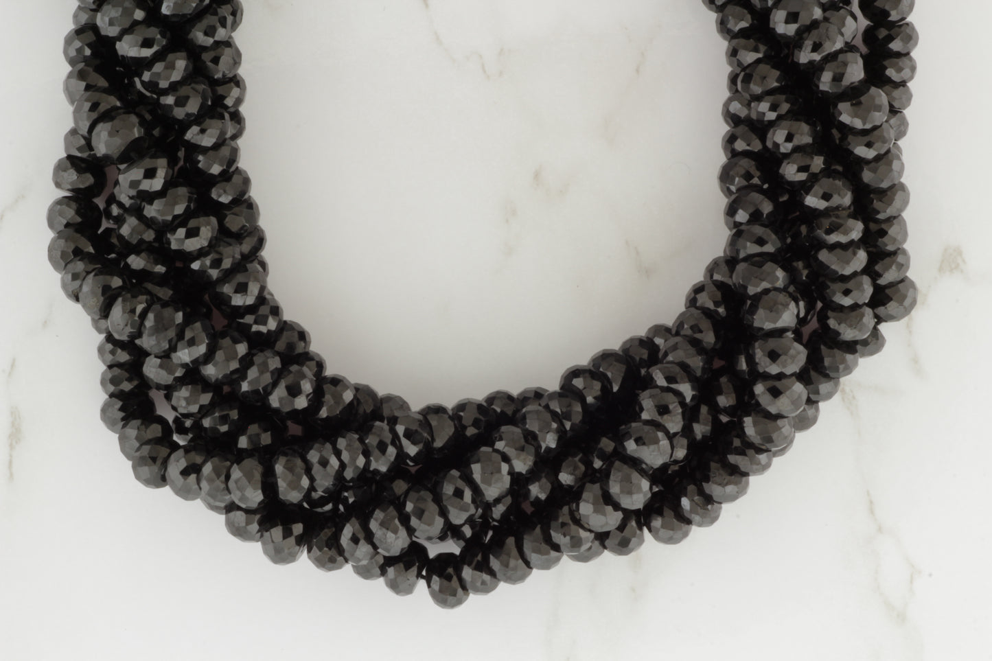Black Spinel 7mm Faceted Rondelles