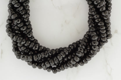Black Spinel 7mm Faceted Rondelles