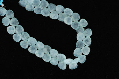 Blue Milky Aquamarine 9mm Faceted Heart Shaped Briolettes