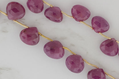 Red Ruby 8mm Faceted Heart Shaped Briolettes