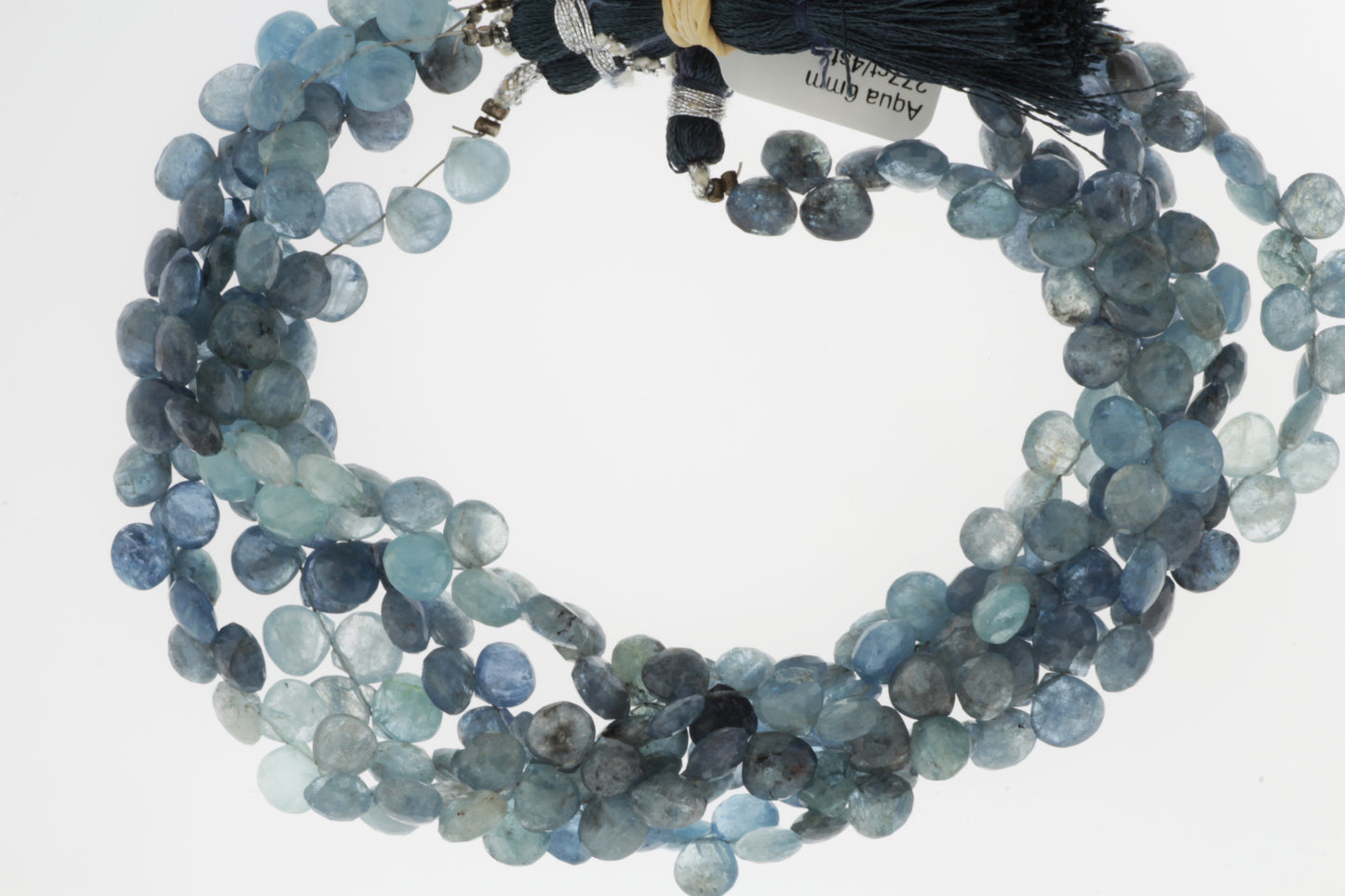 Blue Moss Aquamarine 6mm Faceted Heart Shaped Briolettes