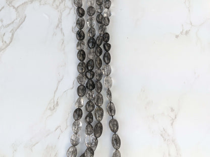 Black Tourmalinated Quartz 10x8mm Smooth Nuggets