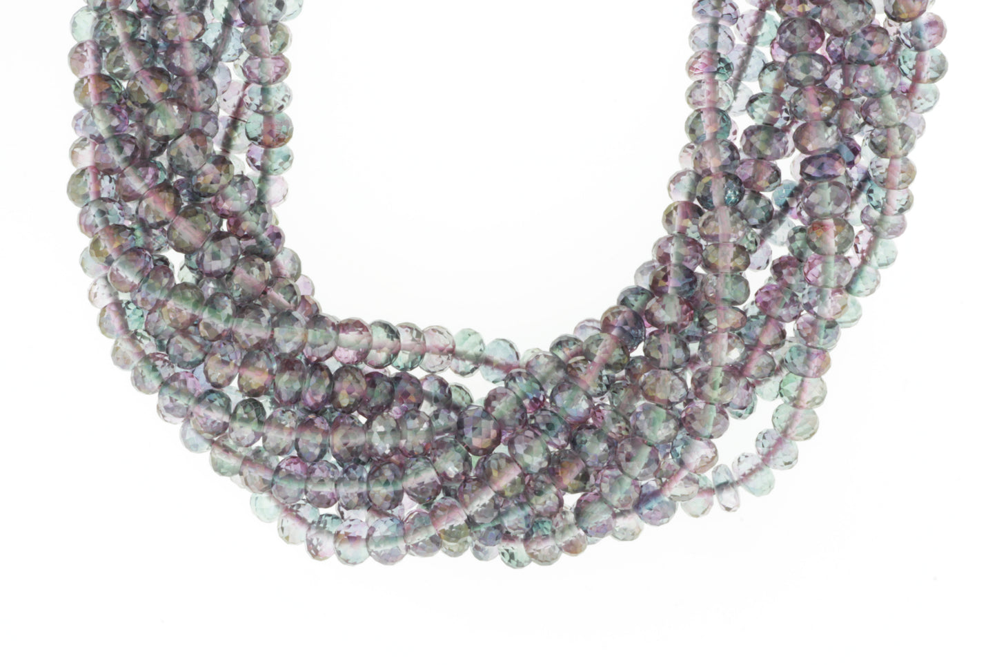 Coated Rainbow Quartz 6mm Faceted Rondelles