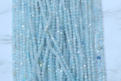 Blue Milky Aquamarine 2mm Faceted Rounds