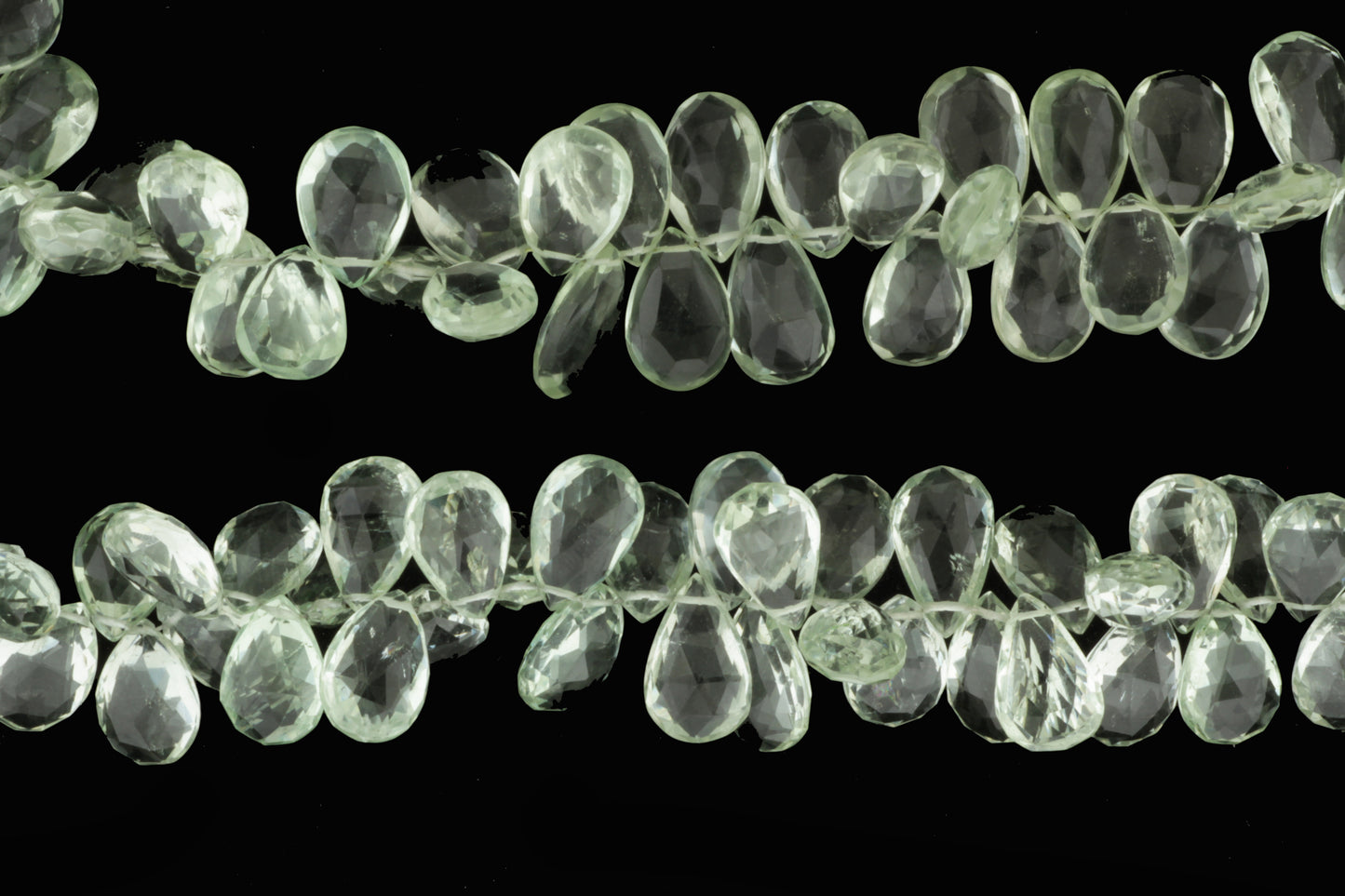 Green Amethyst 14x9mm Faceted Pear Shaped Briolettes
