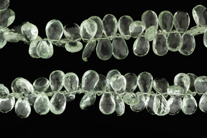Green Amethyst 14x9mm Faceted Pear Shaped Briolettes