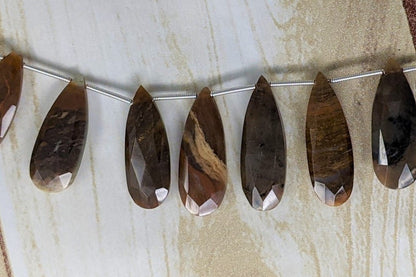 Botswana Agate 25x9mm Faceted Pear Shaped Briolettes