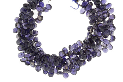 Blue Iolite 7x5mm Faceted Pear Shaped Briolettes