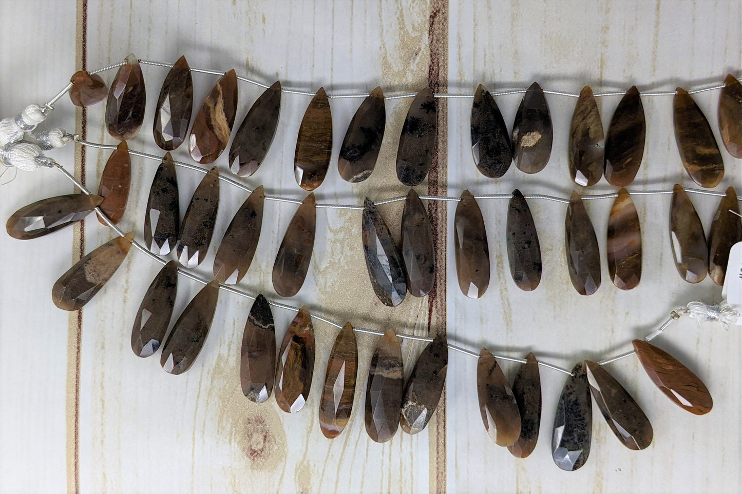 Botswana Agate 25x9mm Faceted Pear Shaped Briolettes