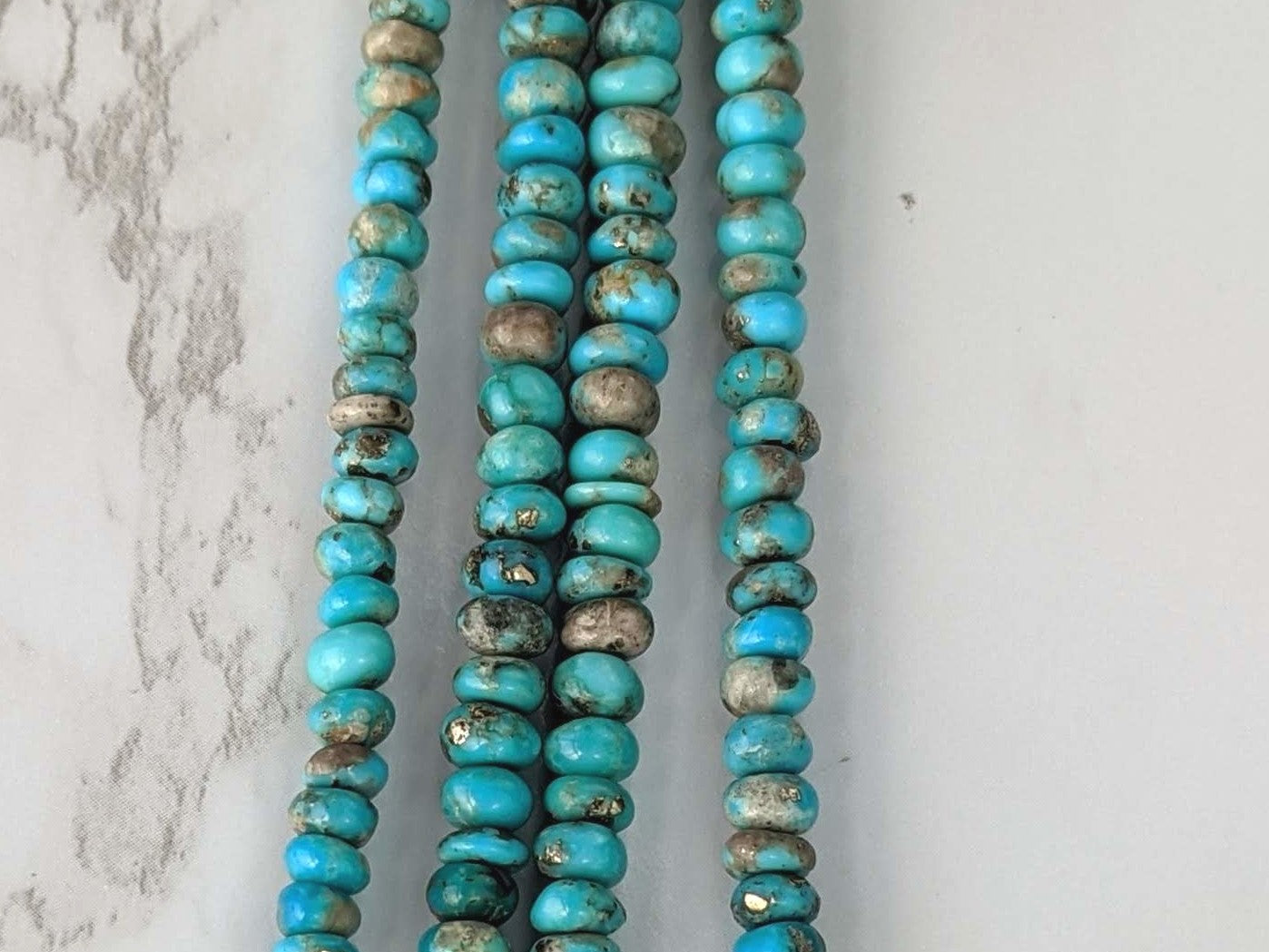 Natural Blue and Black Turquoise 4.5mm Smooth Rondelles