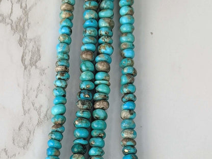 Natural Blue and Black Turquoise 4.5mm Smooth Rondelles