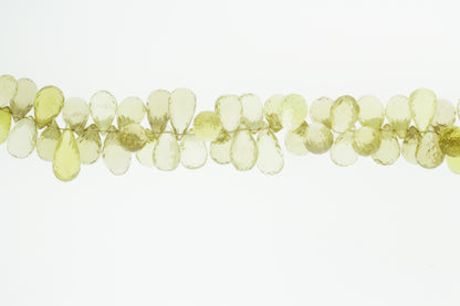 Yellow Lemon Quartz 12x7mm Faceted Teardrop Briolettes