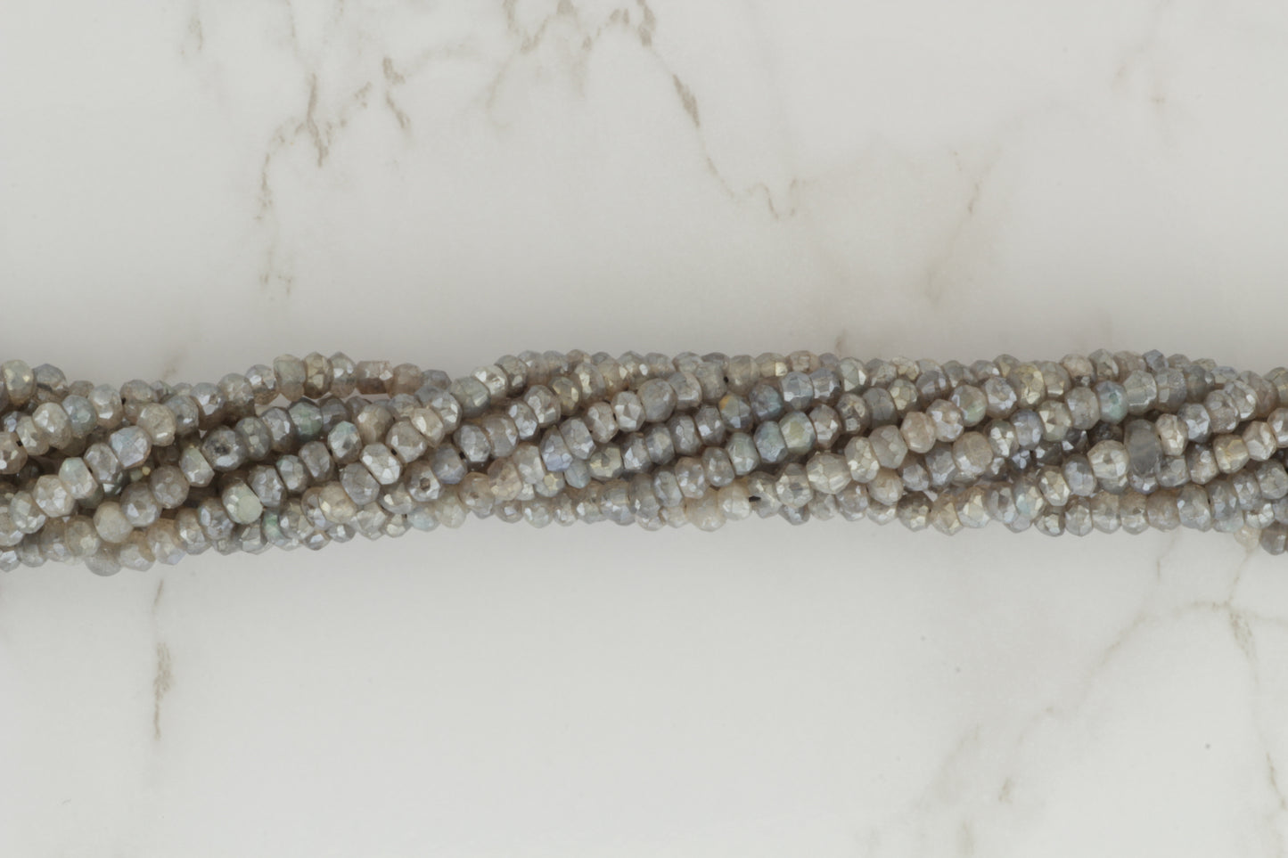 Coated Labradorite 4mm Faceted Rondelles