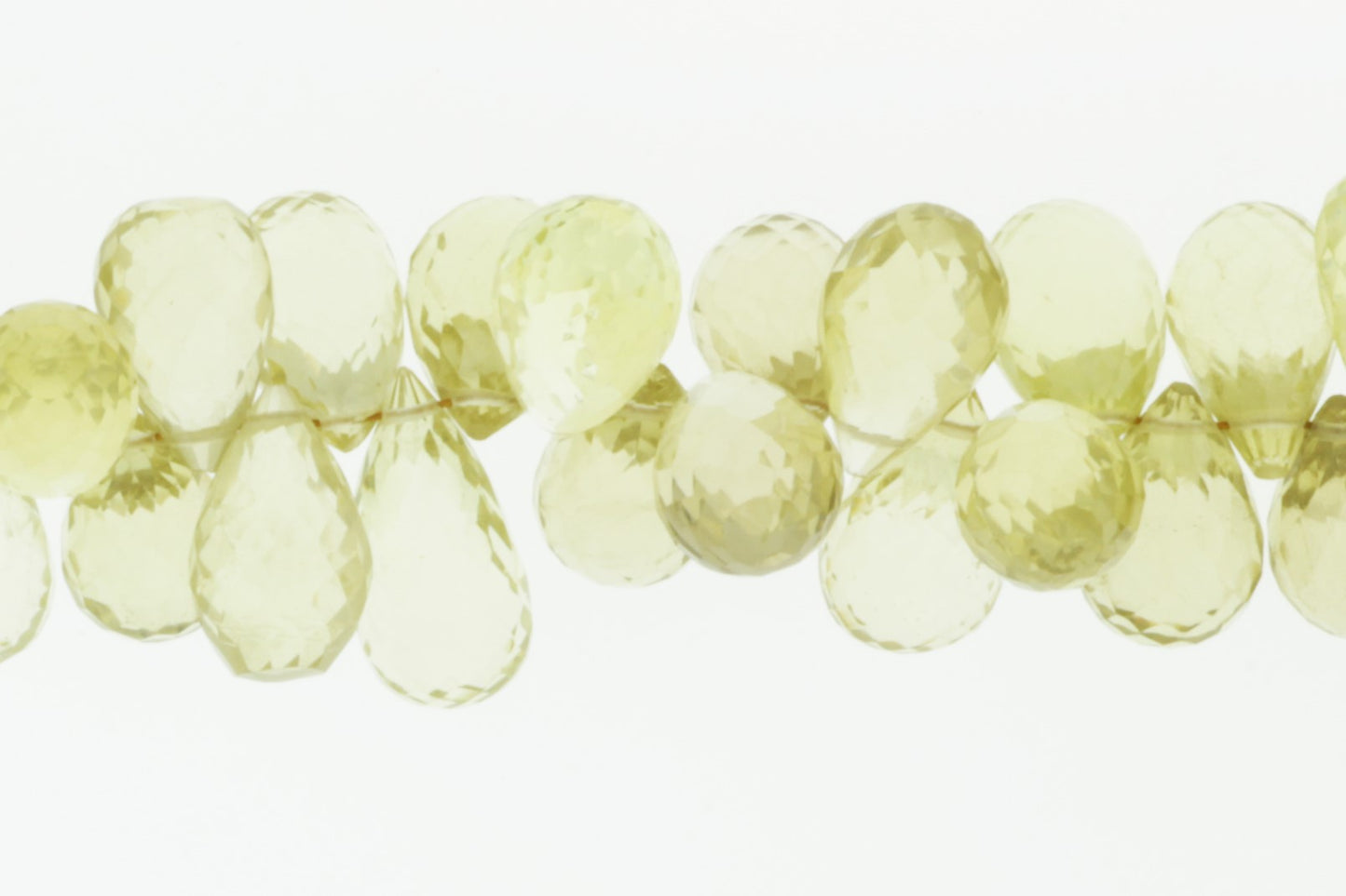 Yellow Lemon Quartz 12x7mm Faceted Teardrop Briolettes