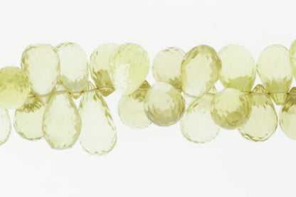 Yellow Lemon Quartz 12x7mm Faceted Teardrop Briolettes