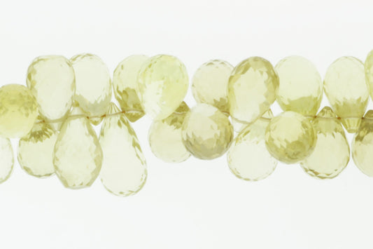 Yellow Lemon Quartz 12x7mm Faceted Teardrop Briolettes