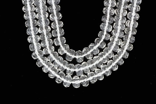 Clear Rock Crystal Quartz 10mm Faceted Rondelles