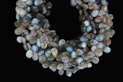 Blue Labradorite 8x6mm Faceted Pear Shaped Briolettes