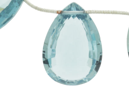 Aqua Blue Hydro Quartz 25x18mm Faceted Pear Shaped Briolettes