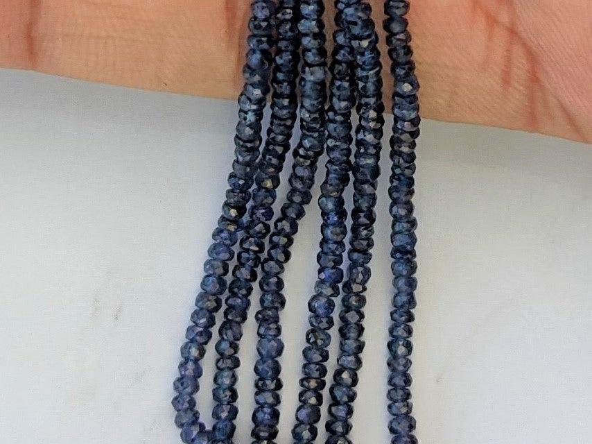 Navy Blue Sapphire 2.5mm Faceted Rondelles
