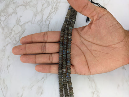 Blue Labradorite 7mm Faceted Rondelles