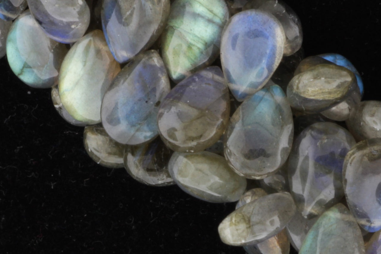 Blue Labradorite 12x8mm Smooth Pear Shaped Briolettes