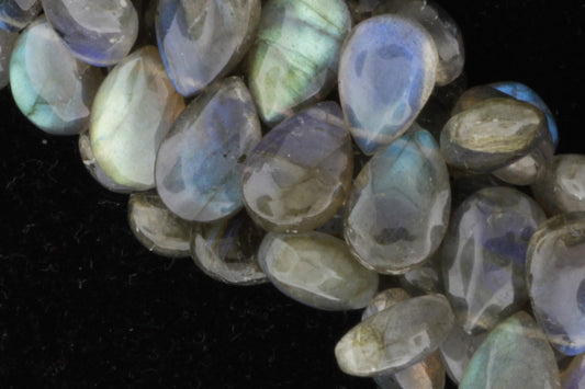 Blue Labradorite 12x8mm Smooth Pear Shaped Briolettes
