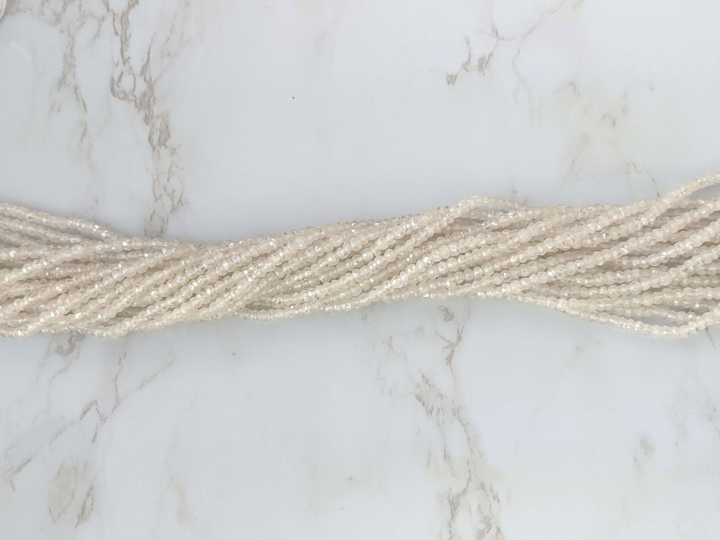 Coated White Moonstone 3.5mm Faceted Rondelles