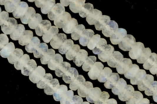 Blue Rainbow Moonstone 6mm Faceted Rondelles