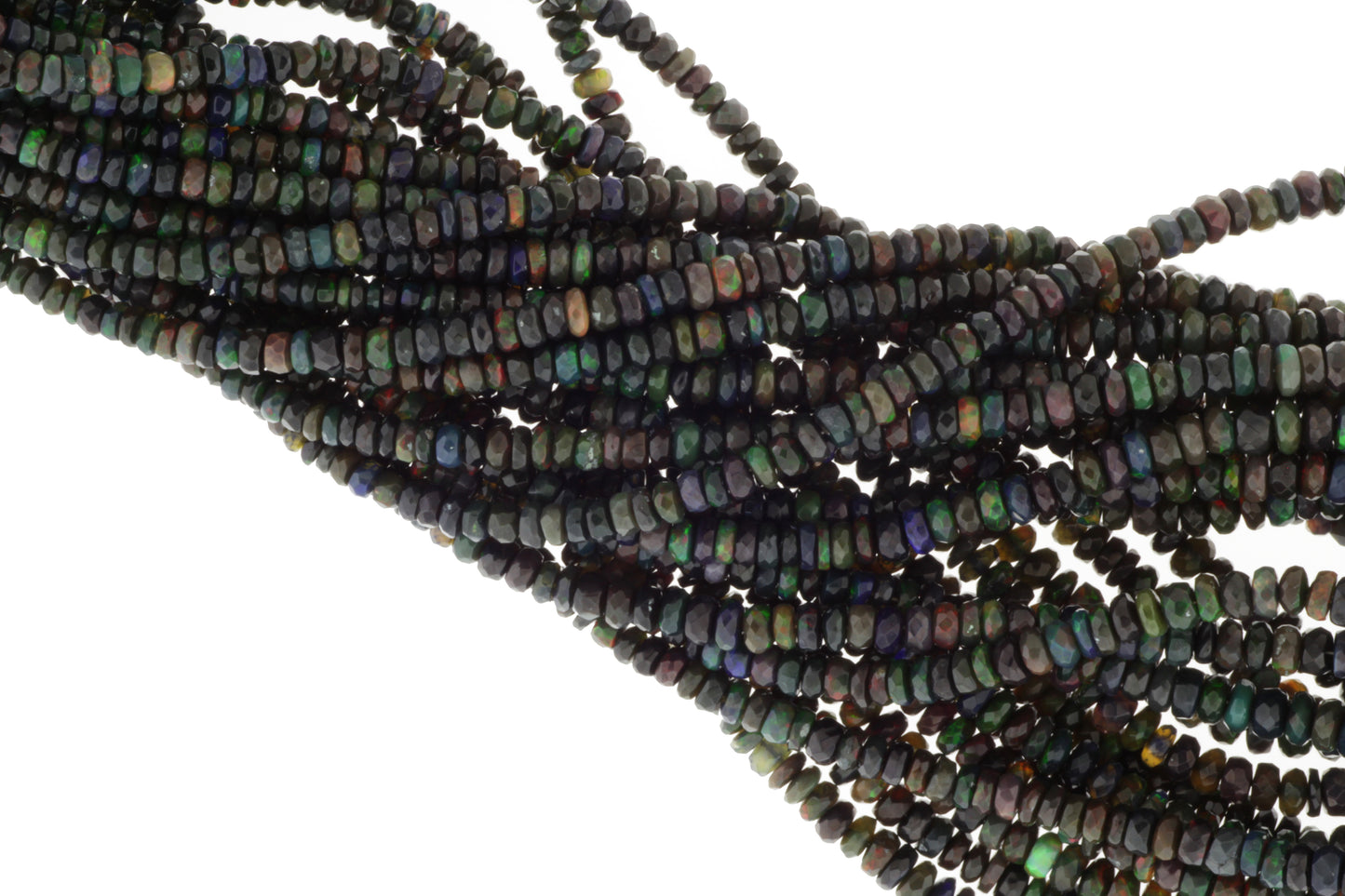 Black Ethiopian Opal 3.5mm Faceted Rondelles