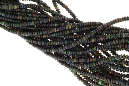 Black Ethiopian Opal 3.5mm Faceted Rondelles