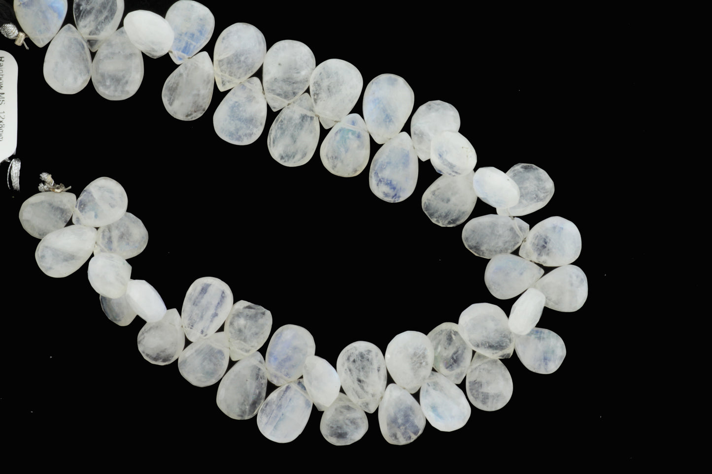 Blue Rainbow Moonstone 11x7mm Faceted Pear Shaped Briolettes