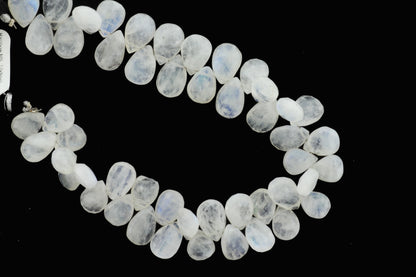 Blue Rainbow Moonstone 11x7mm Faceted Pear Shaped Briolettes