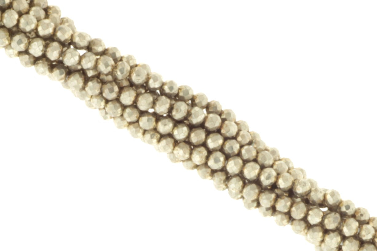 Matte Silver Pyrite 2mm Faceted Rounds