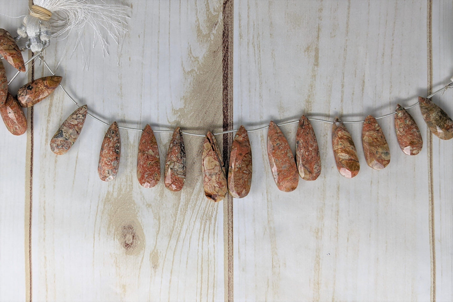 Brown Jasper 22x12mm Faceted Pear Shaped Briolettes
