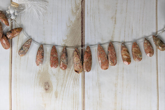 Brown Jasper 22x12mm Faceted Pear Shaped Briolettes
