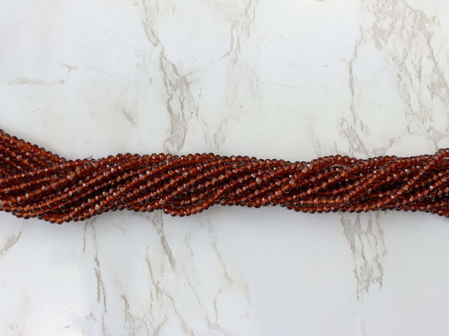 Orange Red Garnet 4mm Faceted Rondelles