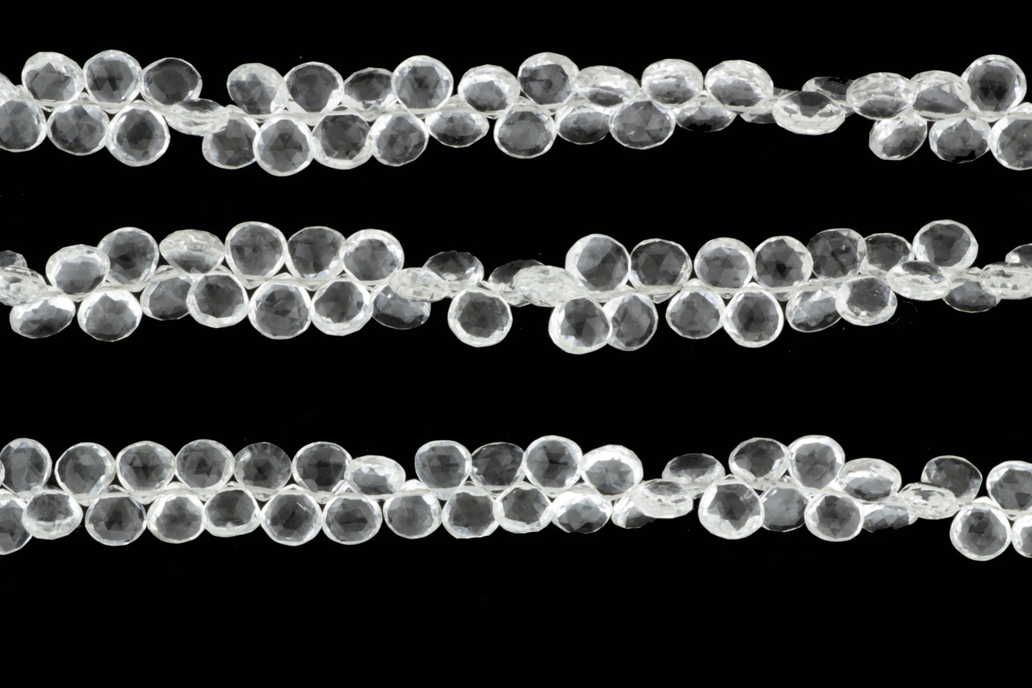 Clear Rock Crystal Quartz 7mm Faceted Heart Shaped Briolettes