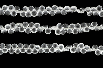 Clear Rock Crystal Quartz 7mm Faceted Heart Shaped Briolettes