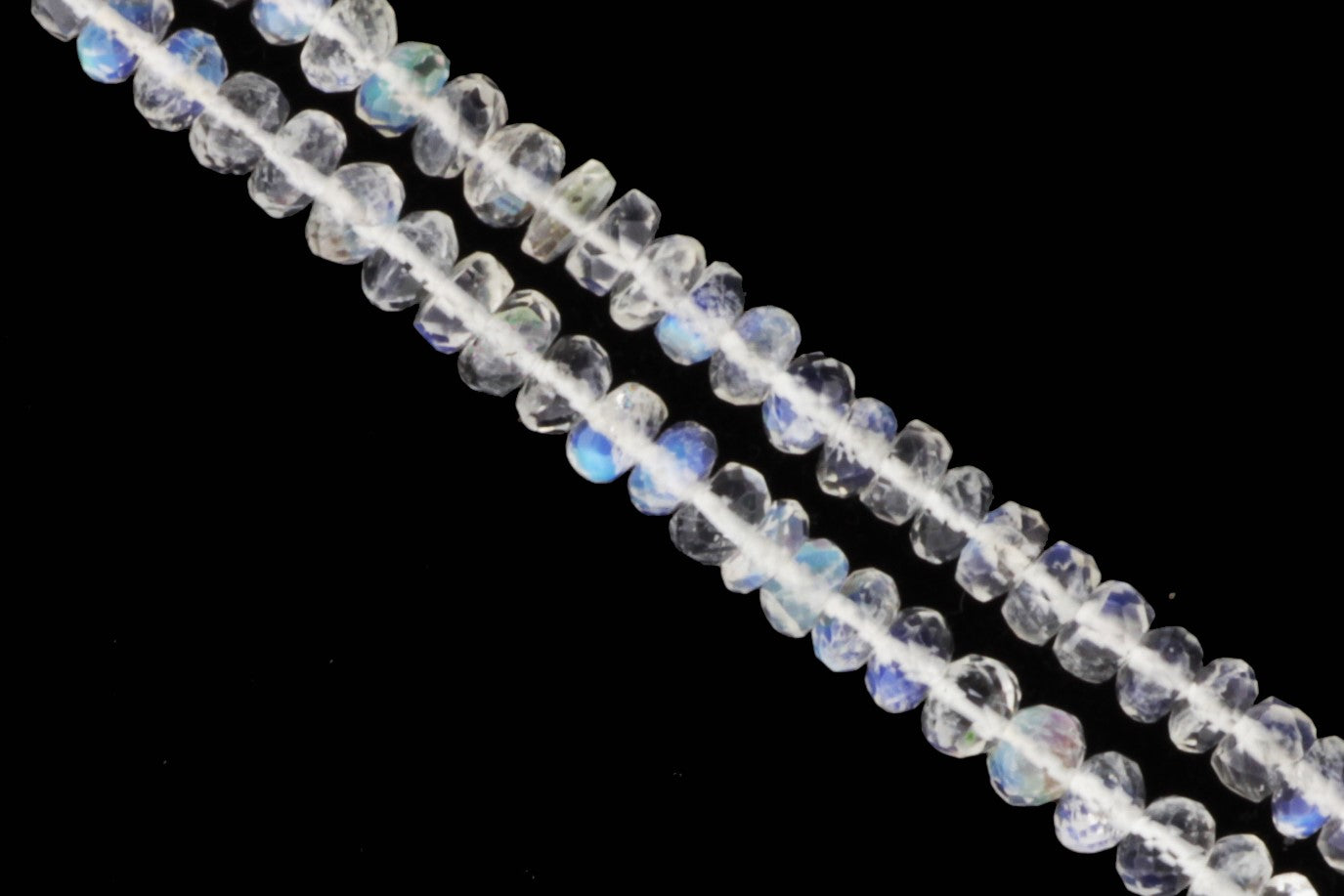 AAA Blue Rainbow Moonstone 4mm Faceted Rondelles