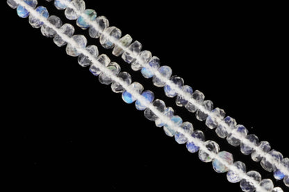 AAA Blue Rainbow Moonstone 4mm Faceted Rondelles