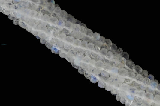 AA Blue Rainbow Moonstone 4mm Faceted Rondelles
