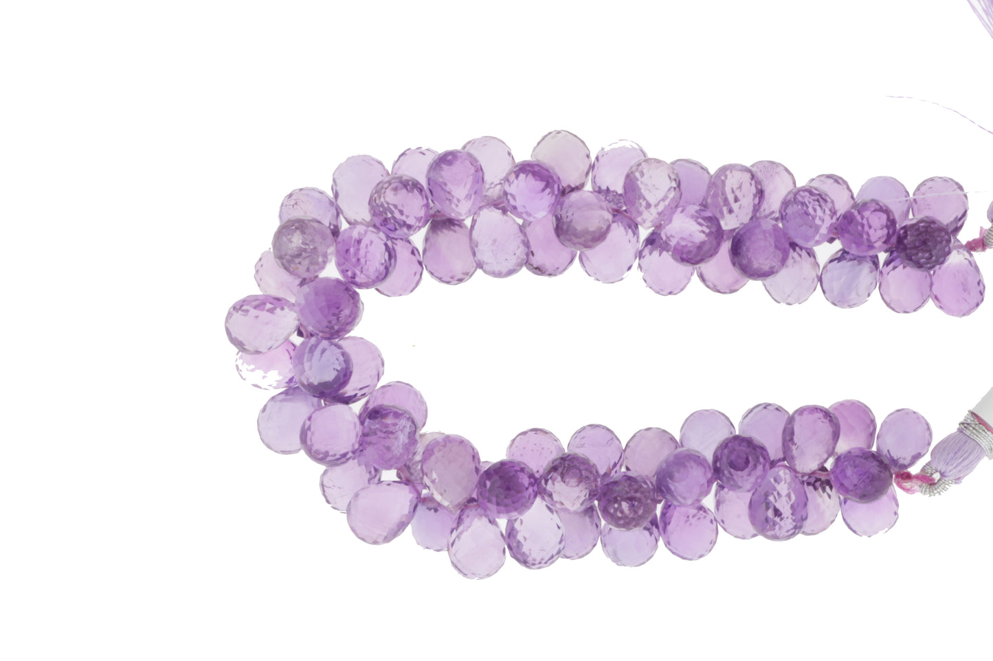 Pink Amethyst 10x7mm Faceted Teardrop Briolettes