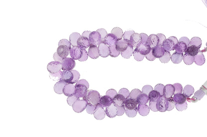 Pink Amethyst 10x7mm Faceted Teardrop Briolettes